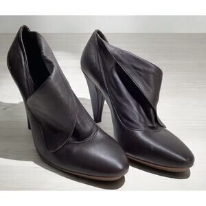 Coach Alexandria Womens Leather Booties Shoes High Heels Fold Cuff 7.5B brown